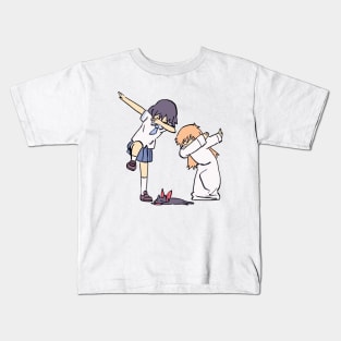 I draw that scene of nano and hakase dabbing on sakamoto / funny nichijou meme Kids T-Shirt